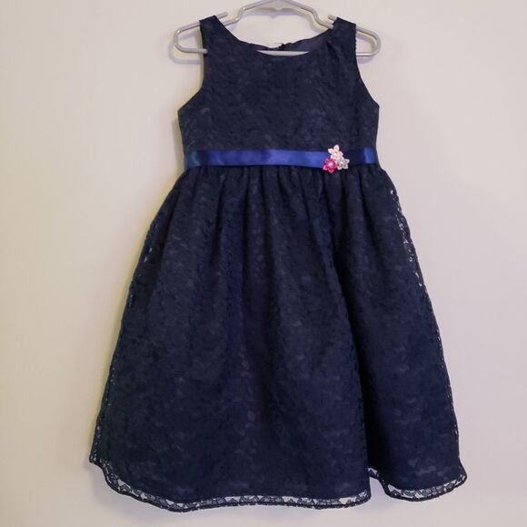 SOPHIE YOUNG Design Limited NAVY LACE DRESS SIZE 4 - Picture 1 of 5